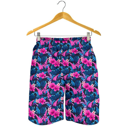 Tropical Folower Pink Themed Print Mens Shorts-JTAMIGO.COM