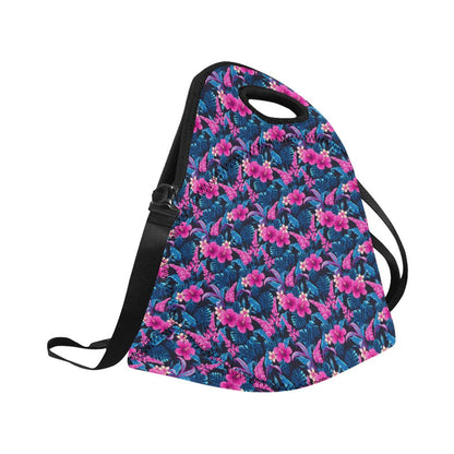 Tropical Folower Pink Themed Print Neoprene Lunch Bag (Model 1669)(Large)-JTAMIGO.COM