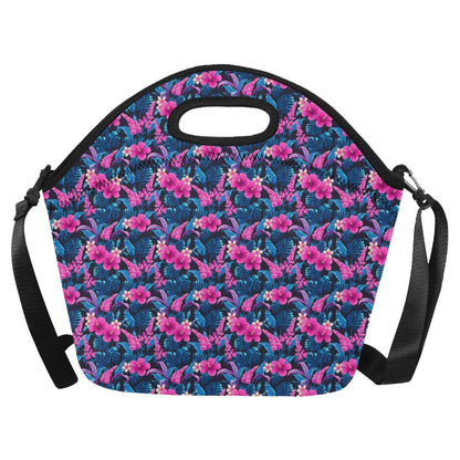 Tropical Folower Pink Themed Print Neoprene Lunch Bag (Model 1669)(Large)-JTAMIGO.COM