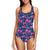 Tropical Folower Pink Themed Print One Piece Swimsuit-JTAMIGO.COM