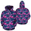 Tropical Folower Pink Themed Print Pullover Hoodie
