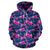 Tropical Folower Pink Themed Print Pullover Hoodie