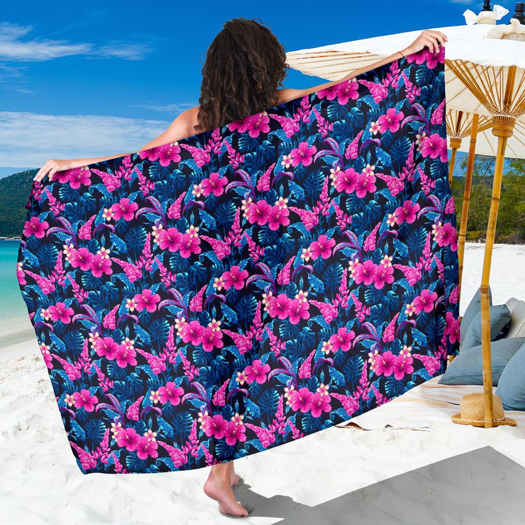 Tropical Folower Pink Themed Print Sarong Pareo Wrap