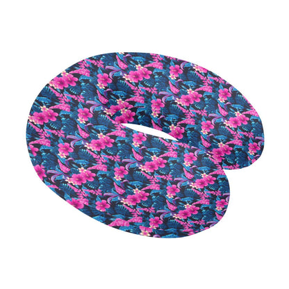 Tropical Folower Pink Themed Print U-Shaped Travel Neck Pillow-JTAMIGO.COM