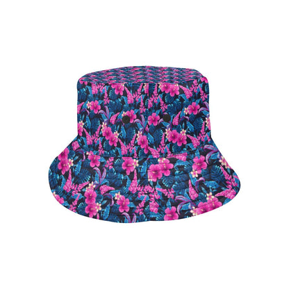 Tropical Folower Pink Themed Print Unisex Bucket Hat