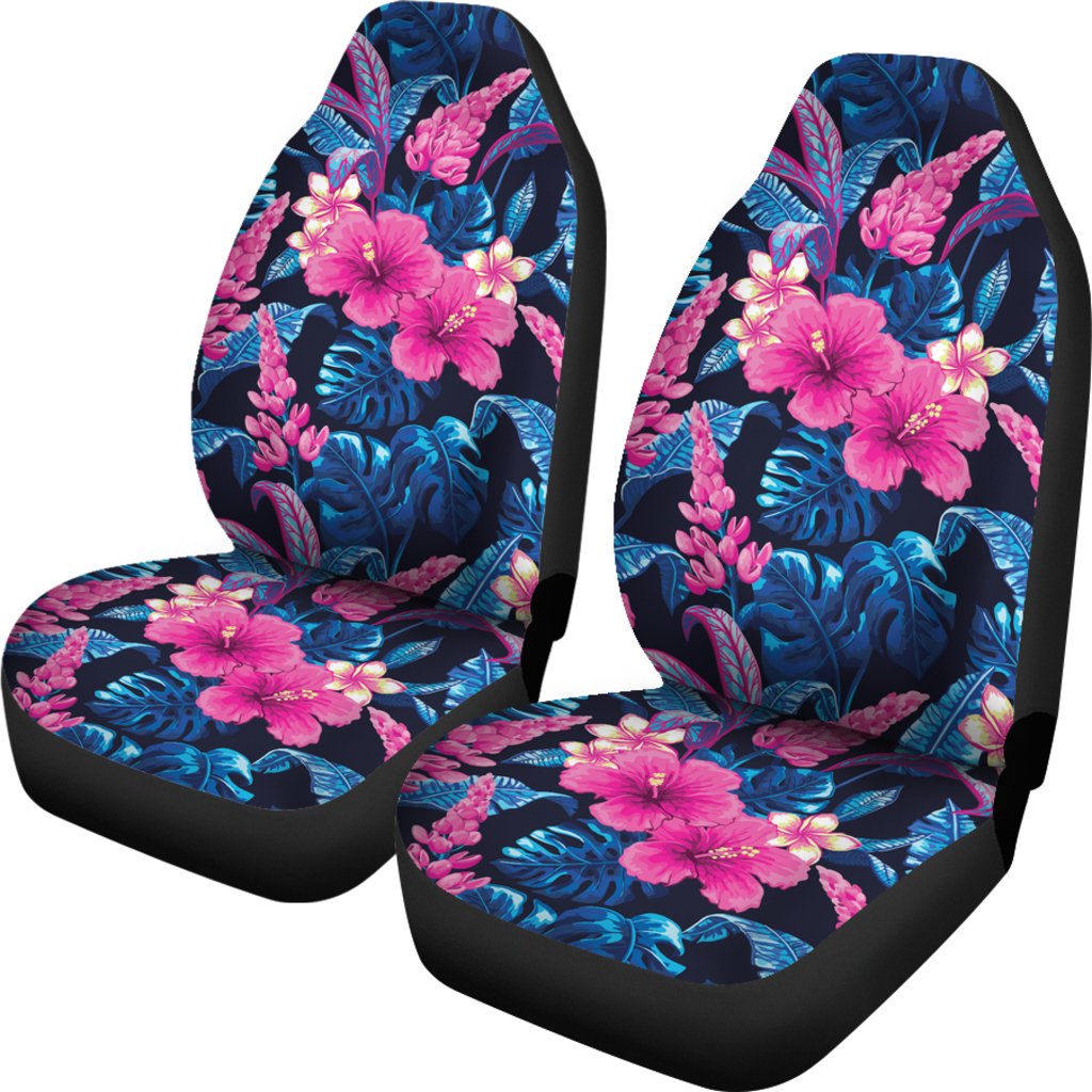 Tropical Folower Pink Themed Print Universal Fit Car Seat Covers