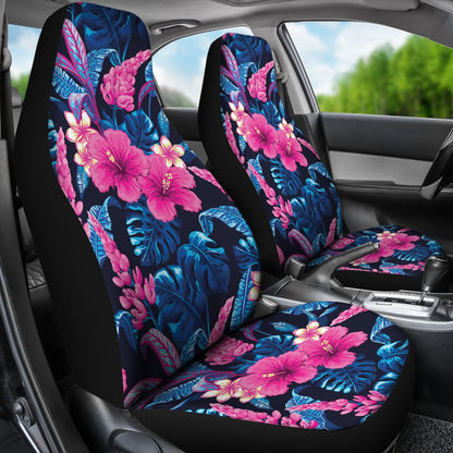 Tropical Folower Pink Themed Print Universal Fit Car Seat Covers
