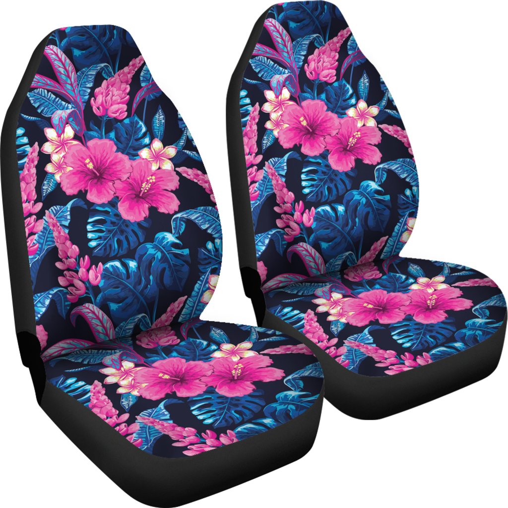 Tropical Folower Pink Themed Print Universal Fit Car Seat Covers