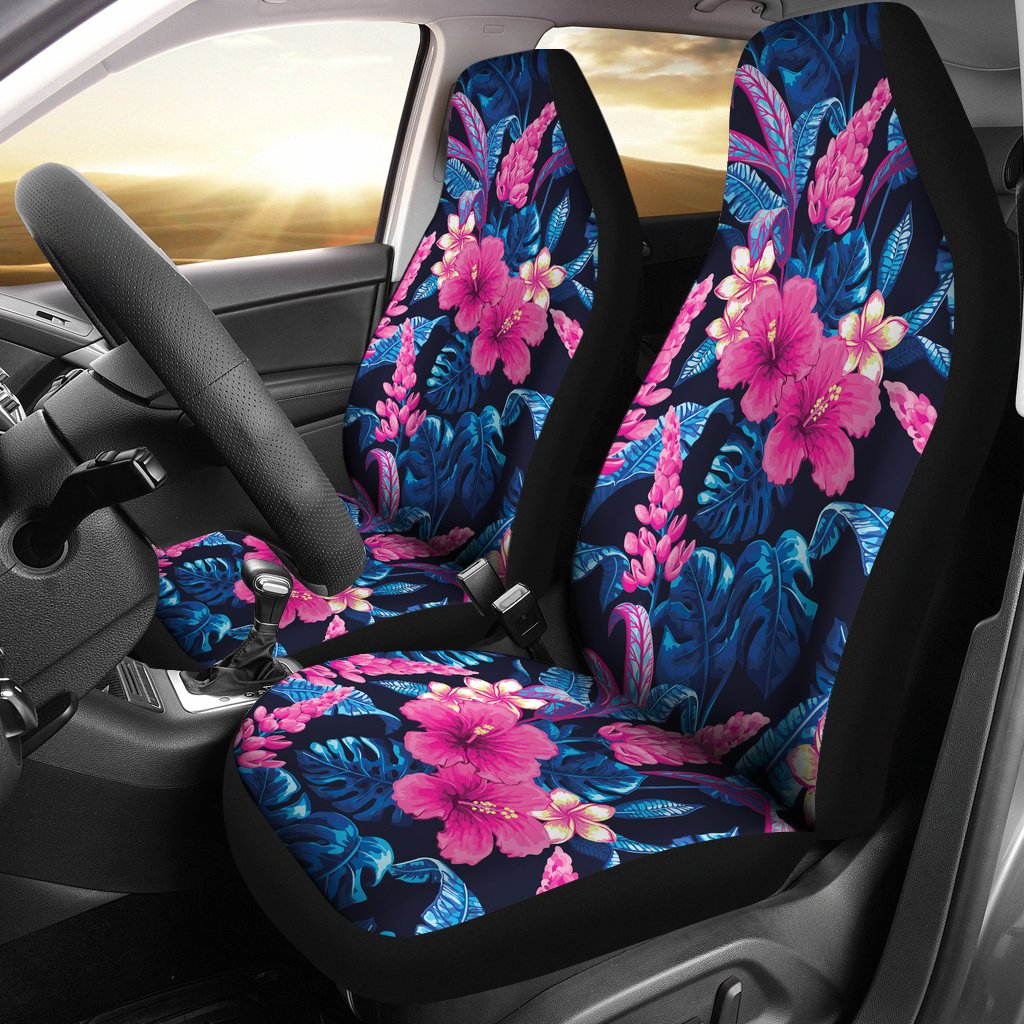 Tropical Folower Pink Themed Print Universal Fit Car Seat Covers