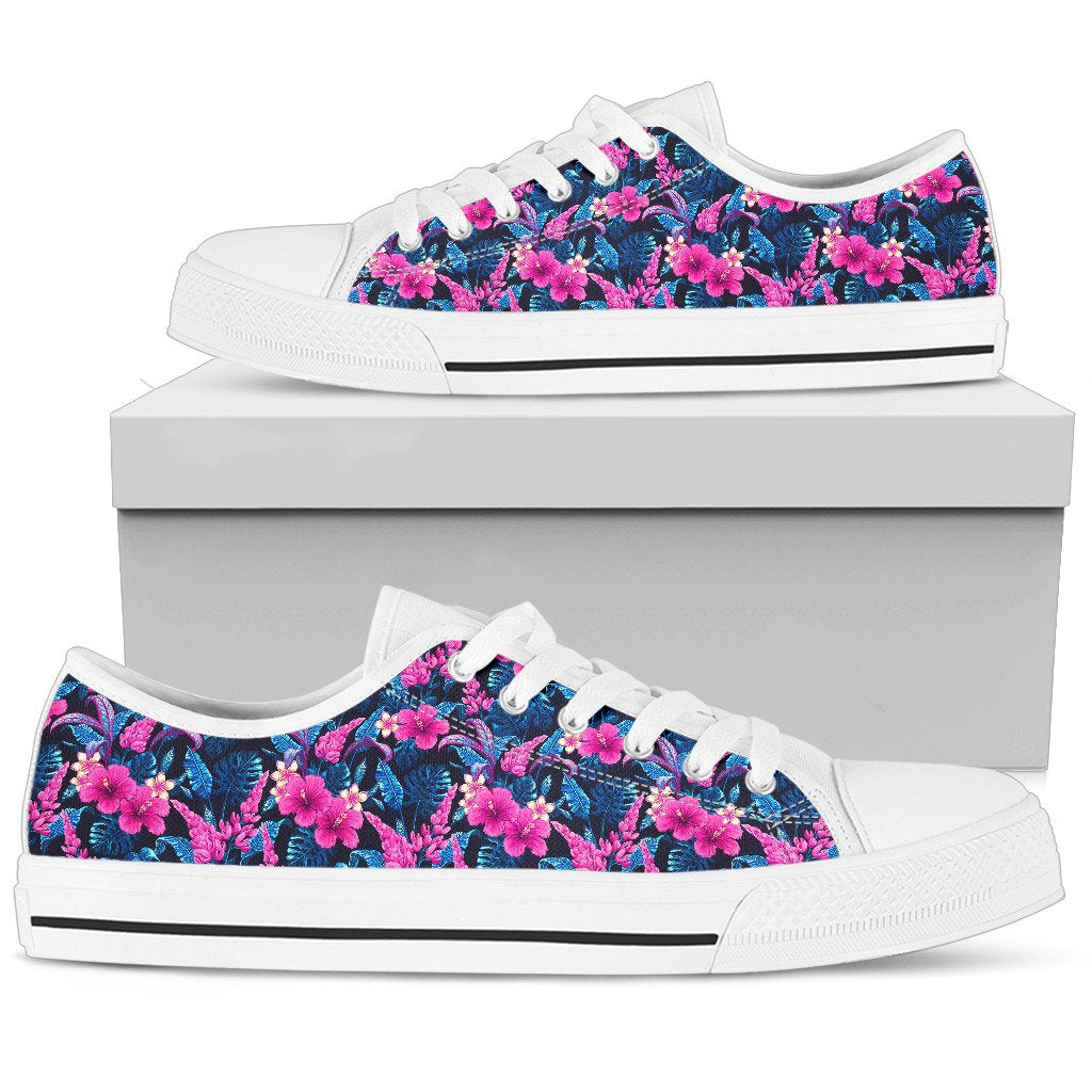 Tropical Folower Pink Themed Print Women Low Top Shoes-JTAMIGO.COM