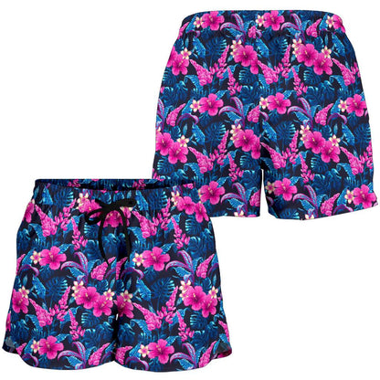 Tropical Folower Pink Themed Print Women Shorts-JTAMIGO.COM