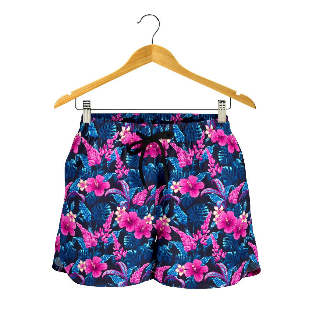 Tropical Folower Pink Themed Print Women Shorts-JTAMIGO.COM