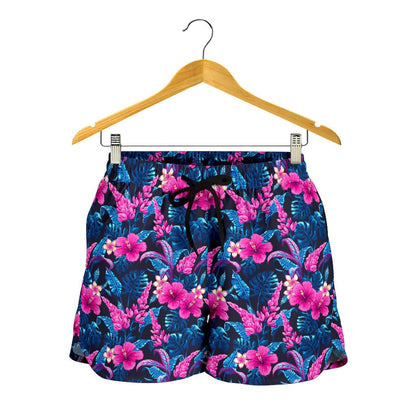 Tropical Folower Pink Themed Print Women Shorts-JTAMIGO.COM