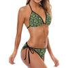 Tropical Folower Red Heliconia Print Bikini Swimsuit-JTAMIGO.COM