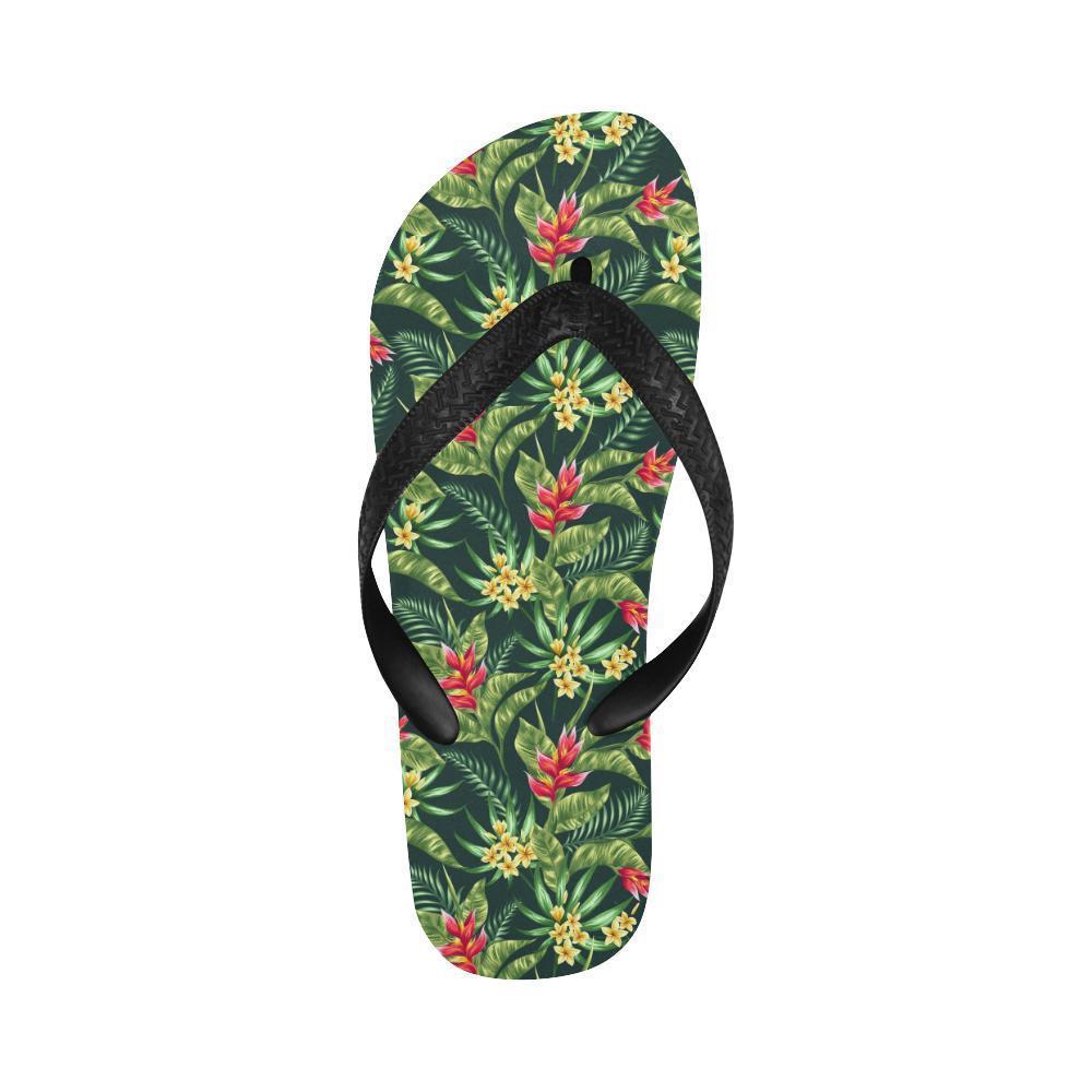 Tropical Folower Red Heliconia Print Flip Flops-JTAMIGO.COM