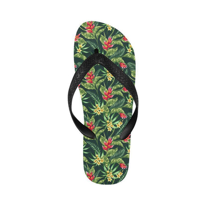Tropical Folower Red Heliconia Print Flip Flops-JTAMIGO.COM