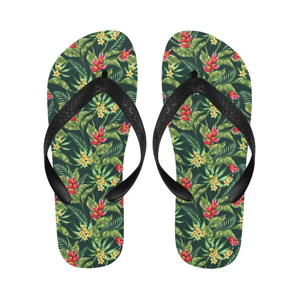 Tropical Folower Red Heliconia Print Flip Flops-JTAMIGO.COM