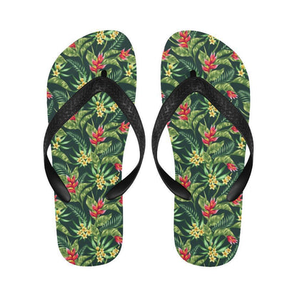 Tropical Folower Red Heliconia Print Flip Flops-JTAMIGO.COM