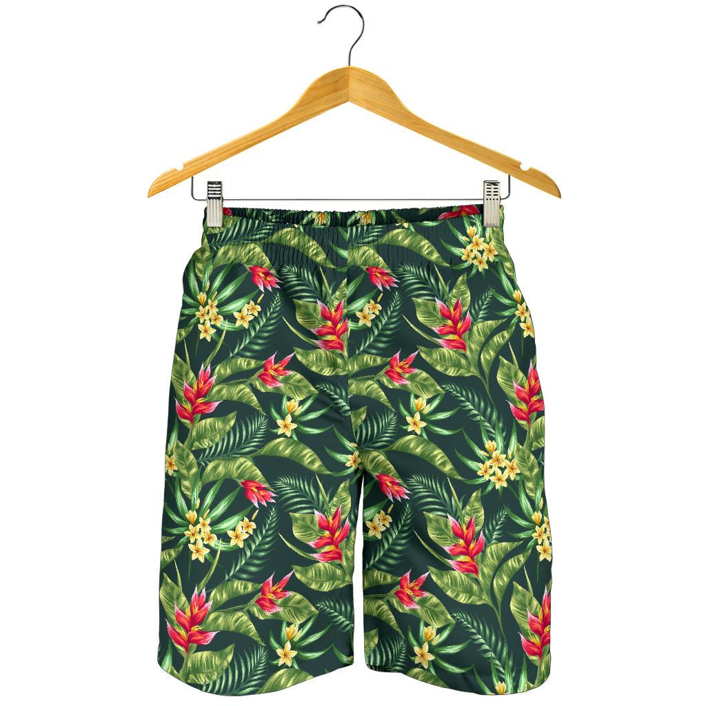 Tropical Folower Red Heliconia Print Mens Shorts-JTAMIGO.COM