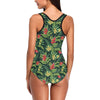 Tropical Folower Red Heliconia Print One Piece Swimsuit-JTAMIGO.COM