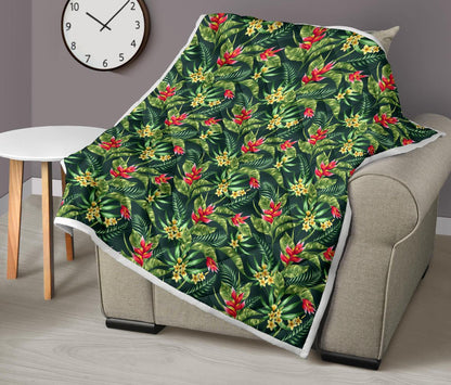 Tropical Folower Red Heliconia Print Premium Quilt-JTAMIGO.COM