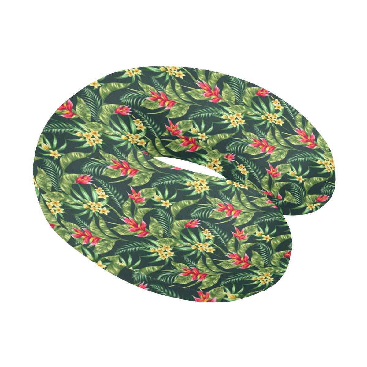 Tropical Folower Red Heliconia Print U-Shaped Travel Neck Pillow-JTAMIGO.COM