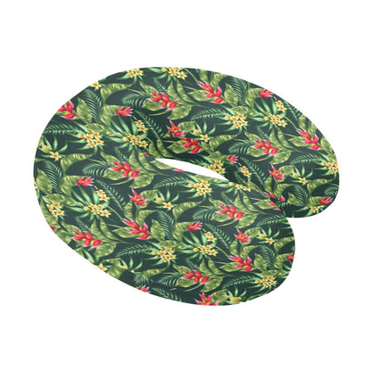 Tropical Folower Red Heliconia Print U-Shaped Travel Neck Pillow-JTAMIGO.COM