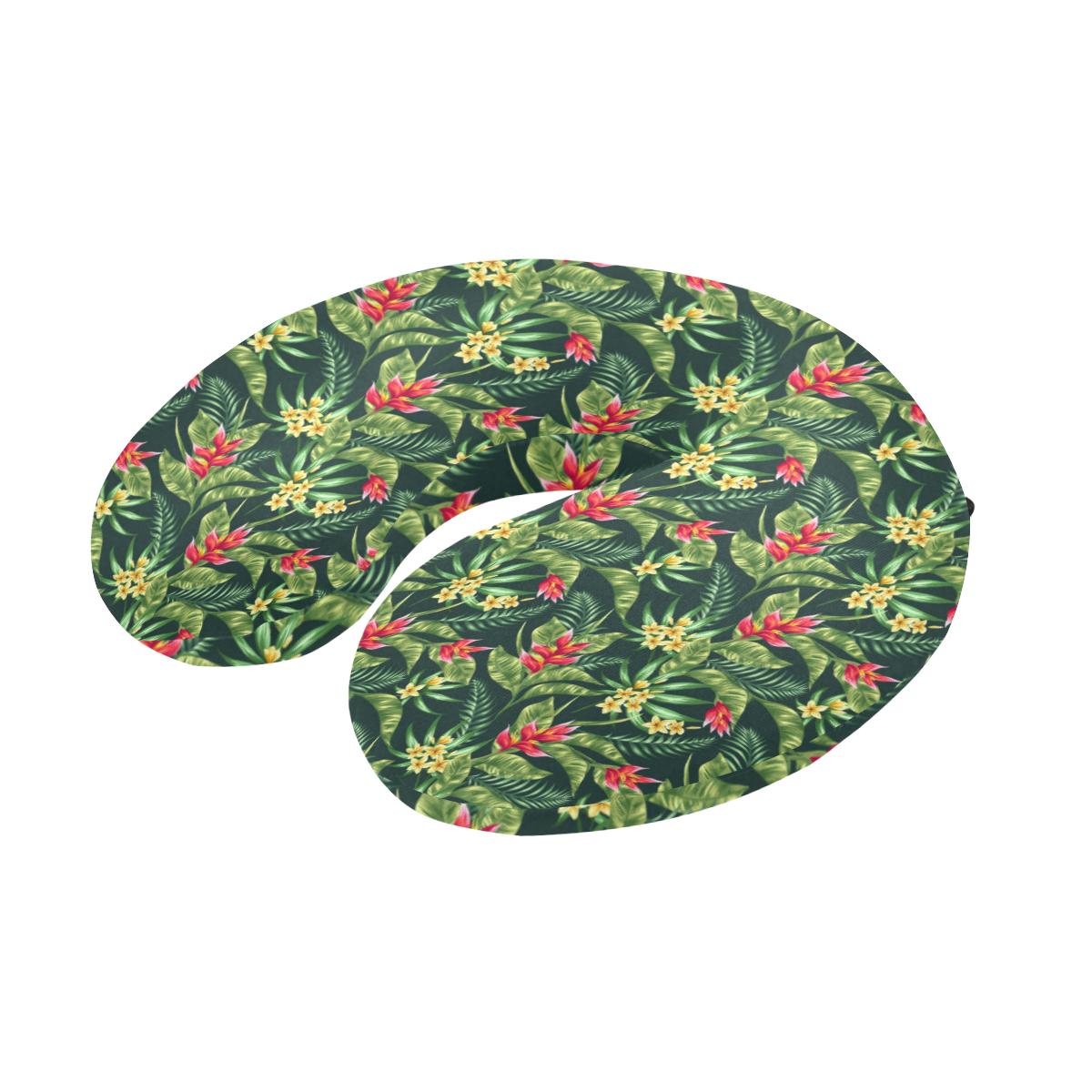 Tropical Folower Red Heliconia Print U-Shaped Travel Neck Pillow-JTAMIGO.COM