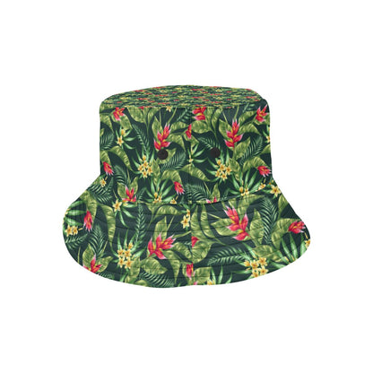 Tropical Folower Red Heliconia Print Unisex Bucket Hat