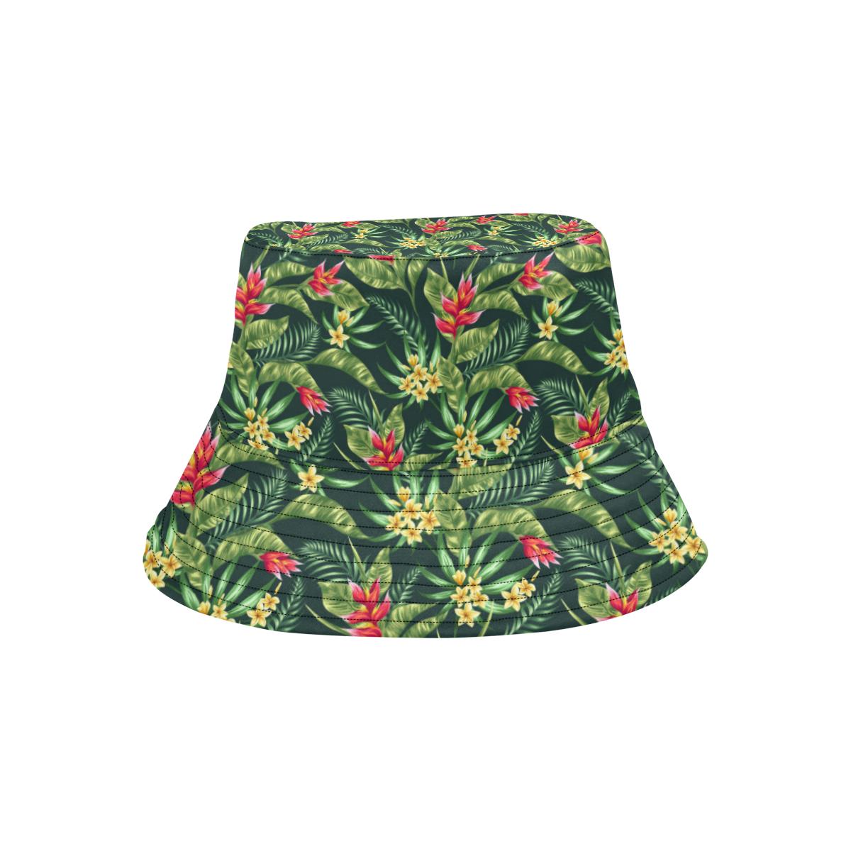 Tropical Folower Red Heliconia Print Unisex Bucket Hat