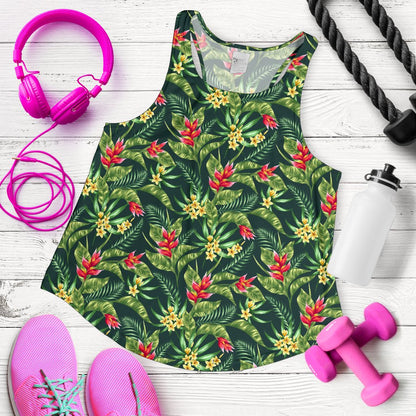 Tropical Folower Red Heliconia Print Women Racerback Tank Top