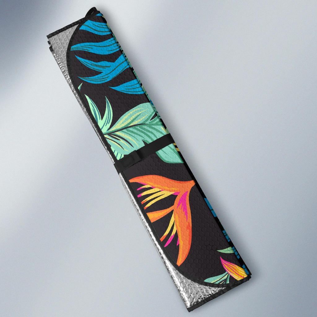 Tropical Palm Leaves Hawaiian Flower Car Sun Shade For Windshield