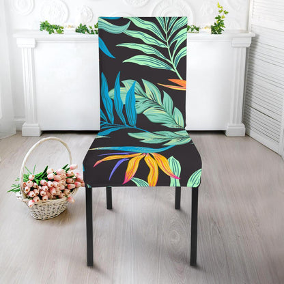 Tropical Palm Leaves Hawaiian Flower Dining Chair Slipcover-JTAMIGO.COM