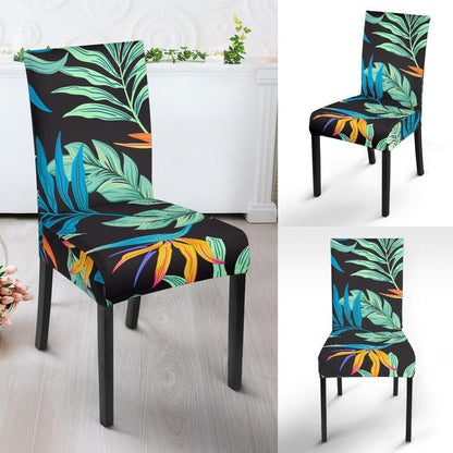 Tropical Palm Leaves Hawaiian Flower Dining Chair Slipcover-JTAMIGO.COM