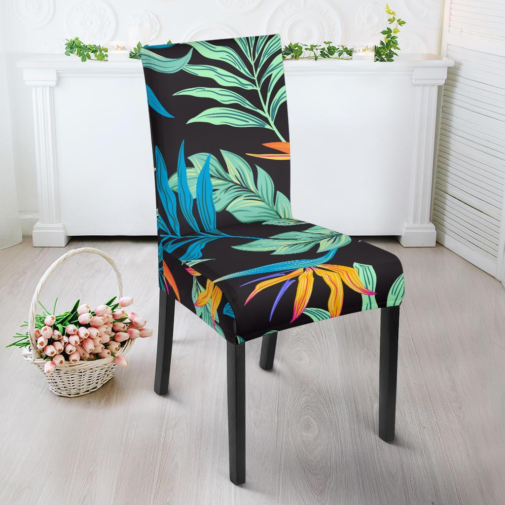 Tropical Palm Leaves Hawaiian Flower Dining Chair Slipcover-JTAMIGO.COM
