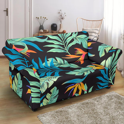 Tropical Palm Leaves Hawaiian Flower Loveseat Slipcover-JTAMIGO.COM