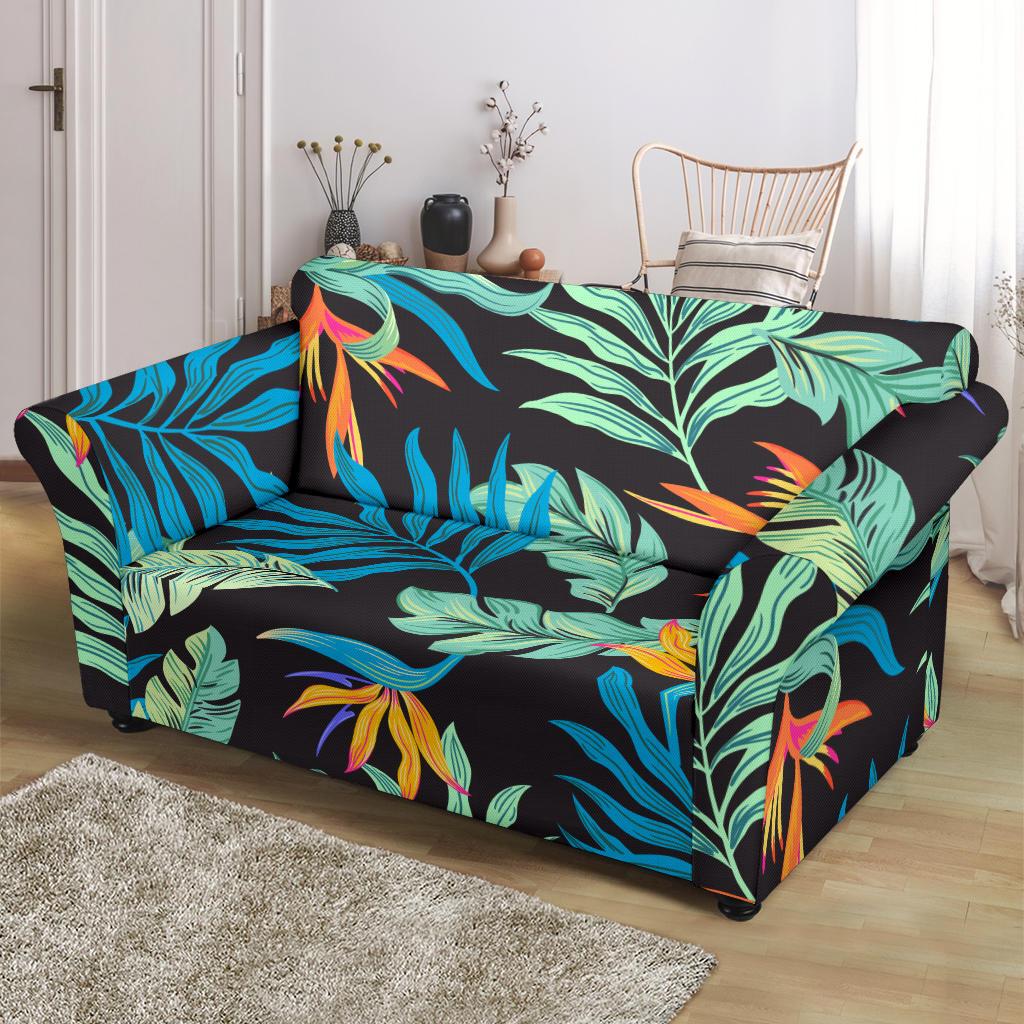 Tropical Palm Leaves Hawaiian Flower Loveseat Slipcover-JTAMIGO.COM