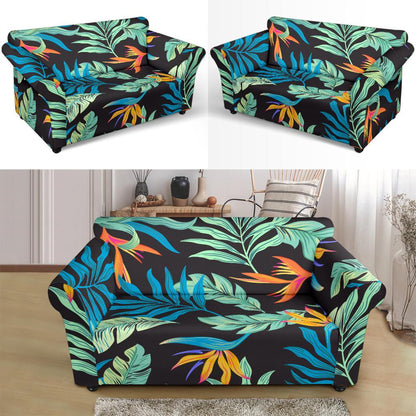 Tropical Palm Leaves Hawaiian Flower Loveseat Slipcover-JTAMIGO.COM