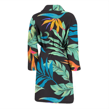 Tropical Palm Leaves Hawaiian Flower Men Bath Robe-JTAMIGO.COM