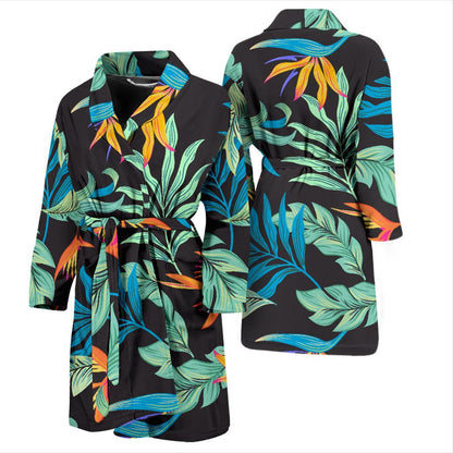 Tropical Palm Leaves Hawaiian Flower Men Bath Robe-JTAMIGO.COM