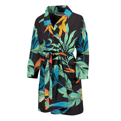 Tropical Palm Leaves Hawaiian Flower Men Bath Robe-JTAMIGO.COM