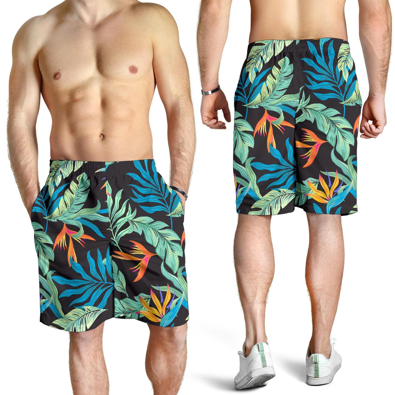 Tropical Palm Leaves Hawaiian Flower Mens Shorts-JTAMIGO.COM