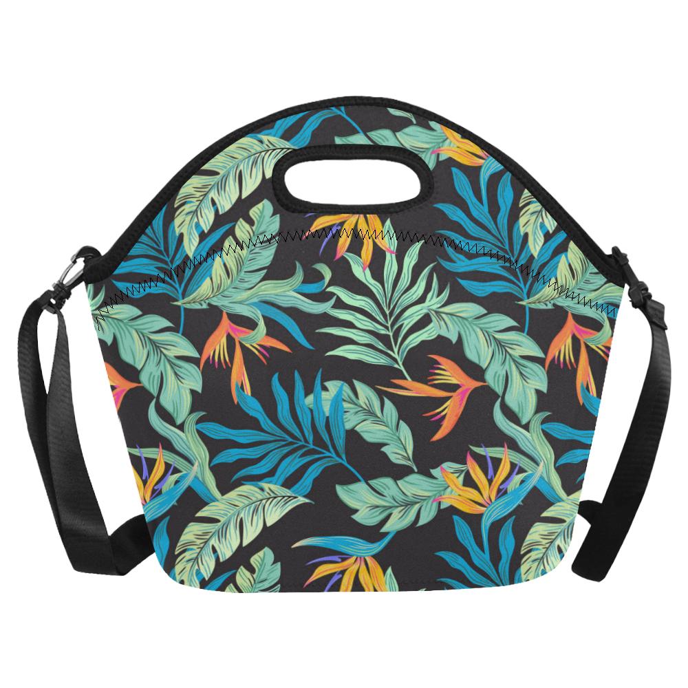 Tropical Palm Leaves Hawaiian Flower Neoprene Lunch Bag (Model 1669)(Large)-JTAMIGO.COM