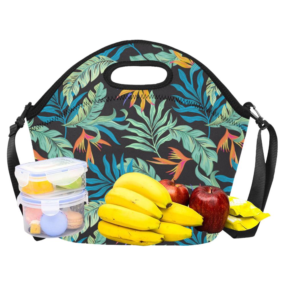 Tropical Palm Leaves Hawaiian Flower Neoprene Lunch Bag (Model 1669)(Large)-JTAMIGO.COM