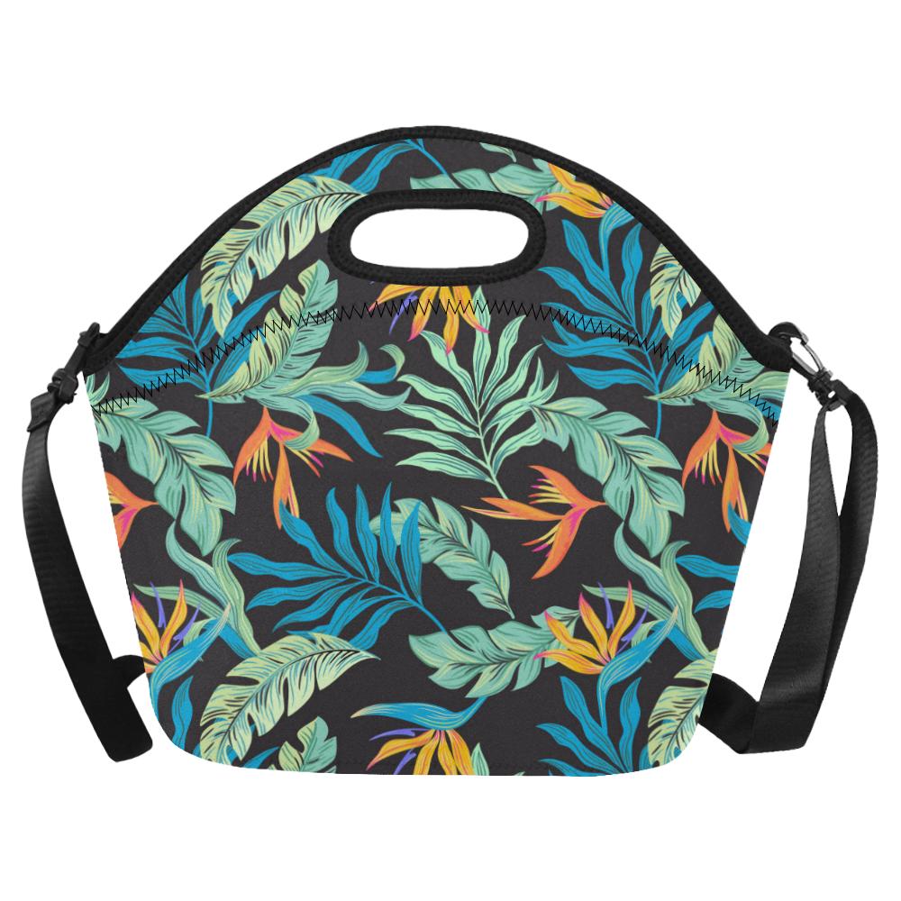 Tropical Palm Leaves Hawaiian Flower Neoprene Lunch Bag (Model 1669)(Large)-JTAMIGO.COM