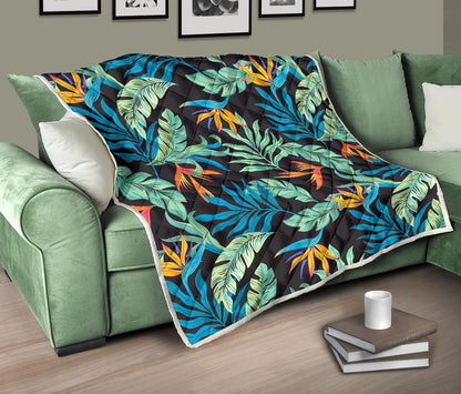 Tropical Palm Leaves Hawaiian Flower Premium Quilt-JTAMIGO.COM