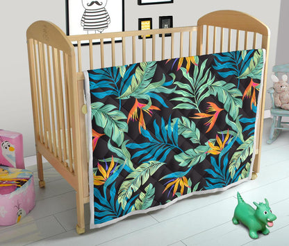 Tropical Palm Leaves Hawaiian Flower Premium Quilt-JTAMIGO.COM