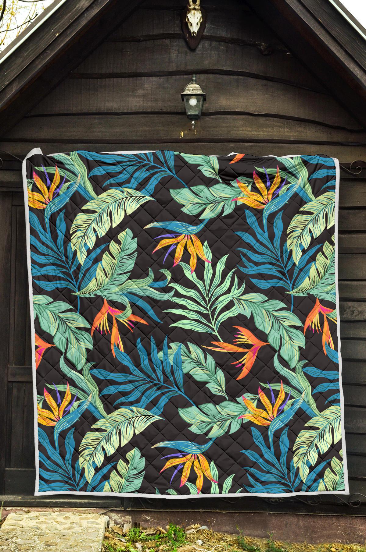 Tropical Palm Leaves Hawaiian Flower Premium Quilt-JTAMIGO.COM