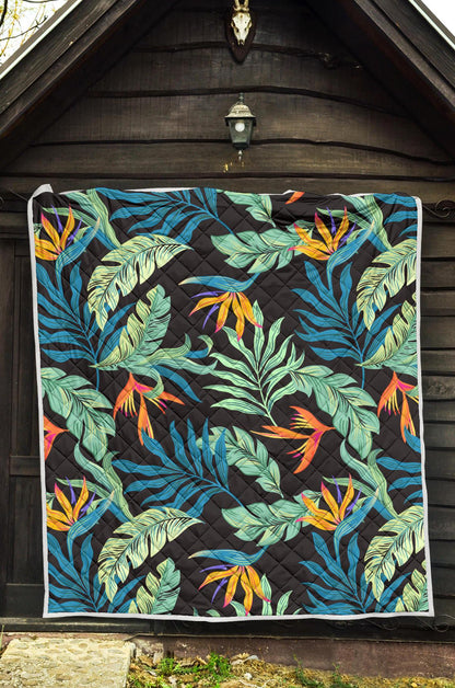 Tropical Palm Leaves Hawaiian Flower Premium Quilt-JTAMIGO.COM