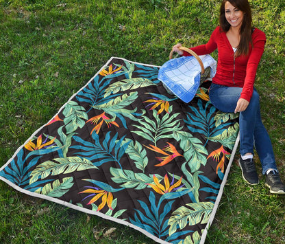 Tropical Palm Leaves Hawaiian Flower Premium Quilt-JTAMIGO.COM